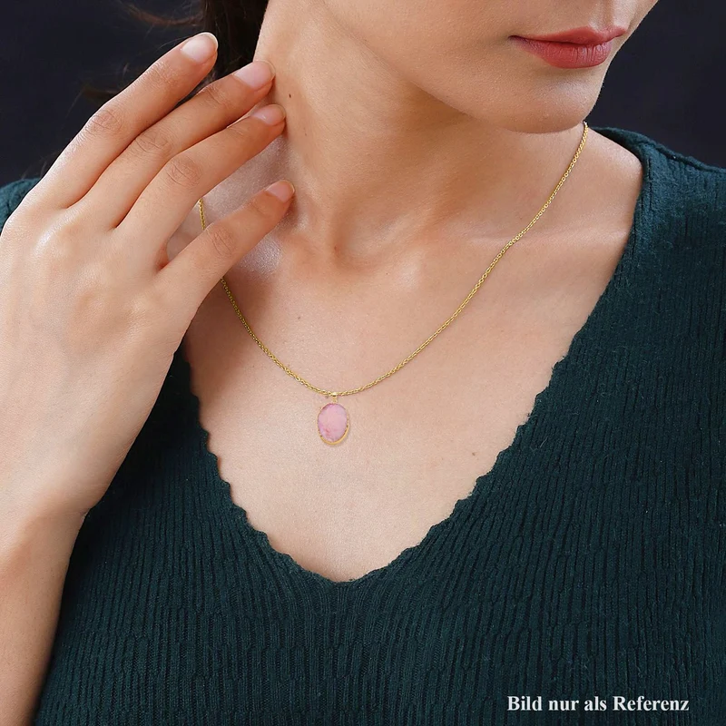 Weißer Drusy Quarz Anhänger mit Kette, Messing, vergoldet