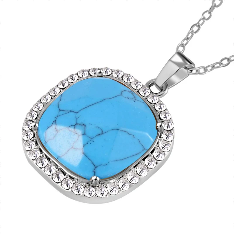 Blauer Howlit, Weißer Kristall Schmuckset
