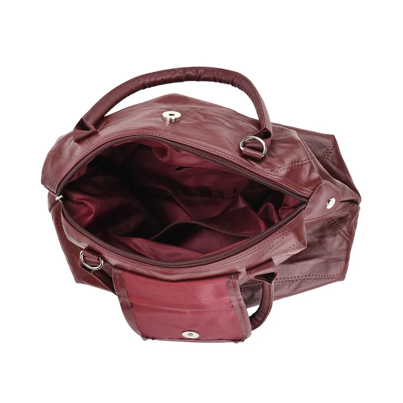 Patchwork-Reisetasche aus weichem Schafleder, mit Tragegriffen und abnehmbarem Schulterriemen, 29x1 5x21cm, Schwarz