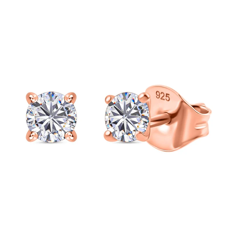 Moissanit Schmuckset 925 Silber 750 Roségold Vermeil (Größe 19) ca. 1,44 ct.