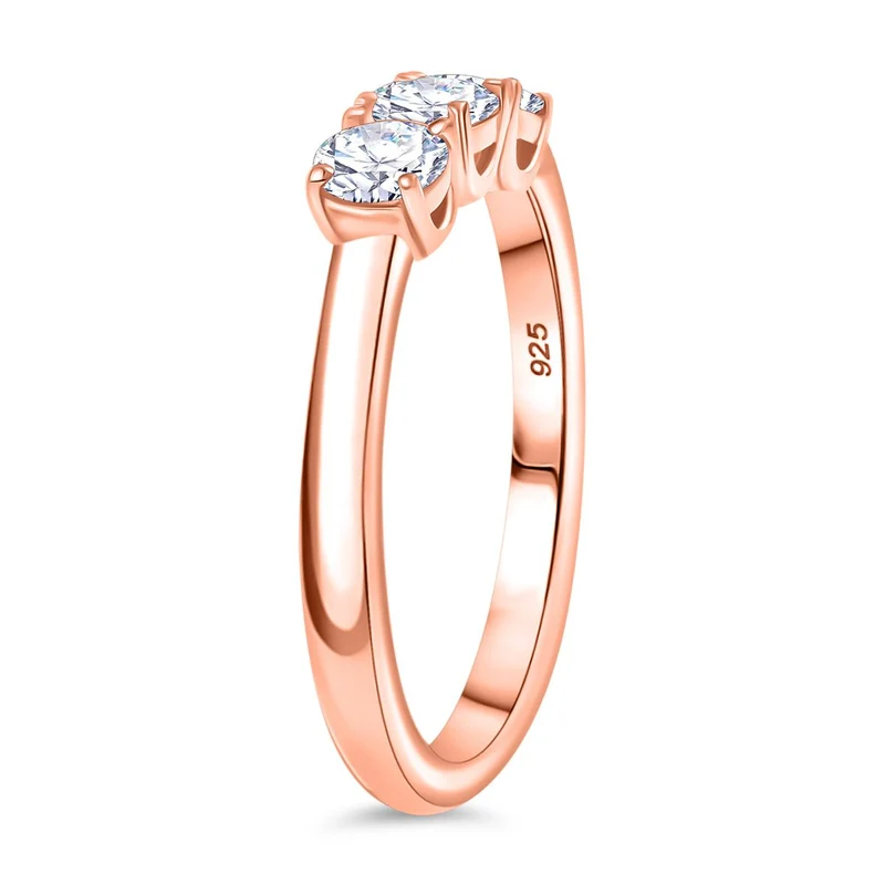 Moissanit Schmuckset 925 Silber 750 Roségold Vermeil (Größe 19) ca. 1,44 ct.