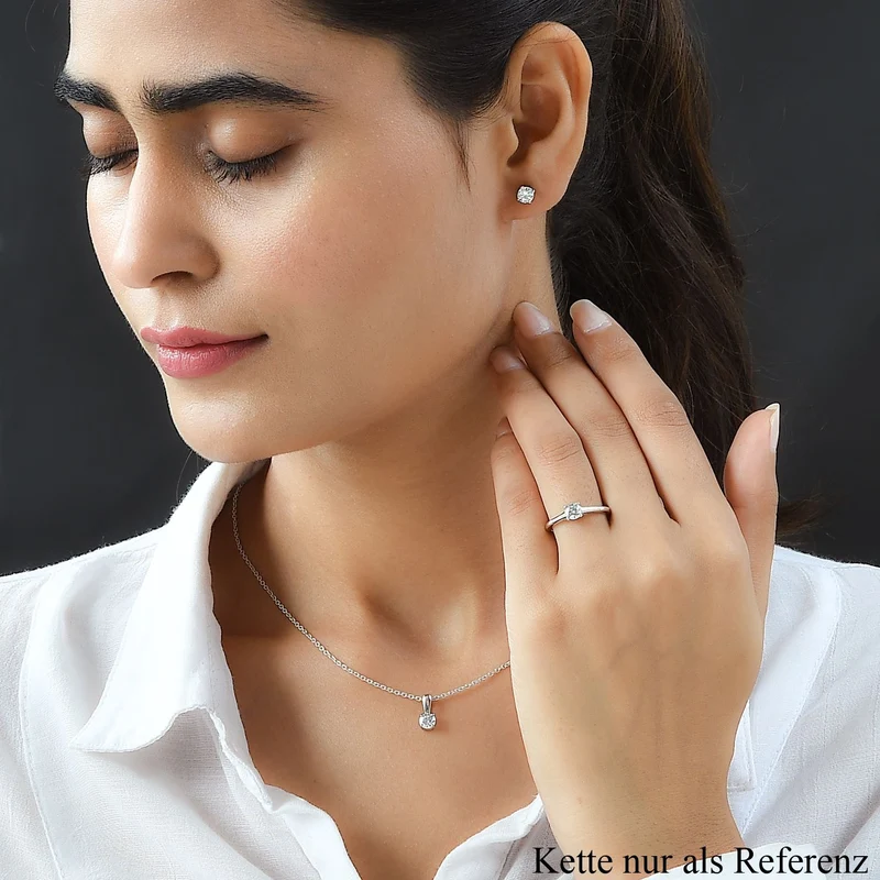 Moissanit Solitär Schmuckset, 925 Silber platiniert - 1,77 ct.