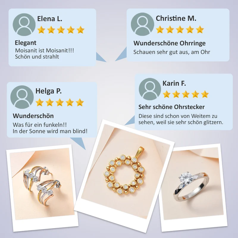 Moissanit Solitär Schmuckset, 925 Silber platiniert - 1,77 ct.