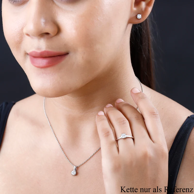Moissanit Solitär Schmuckset, 925 Silber platiniert - 1,77 ct.
